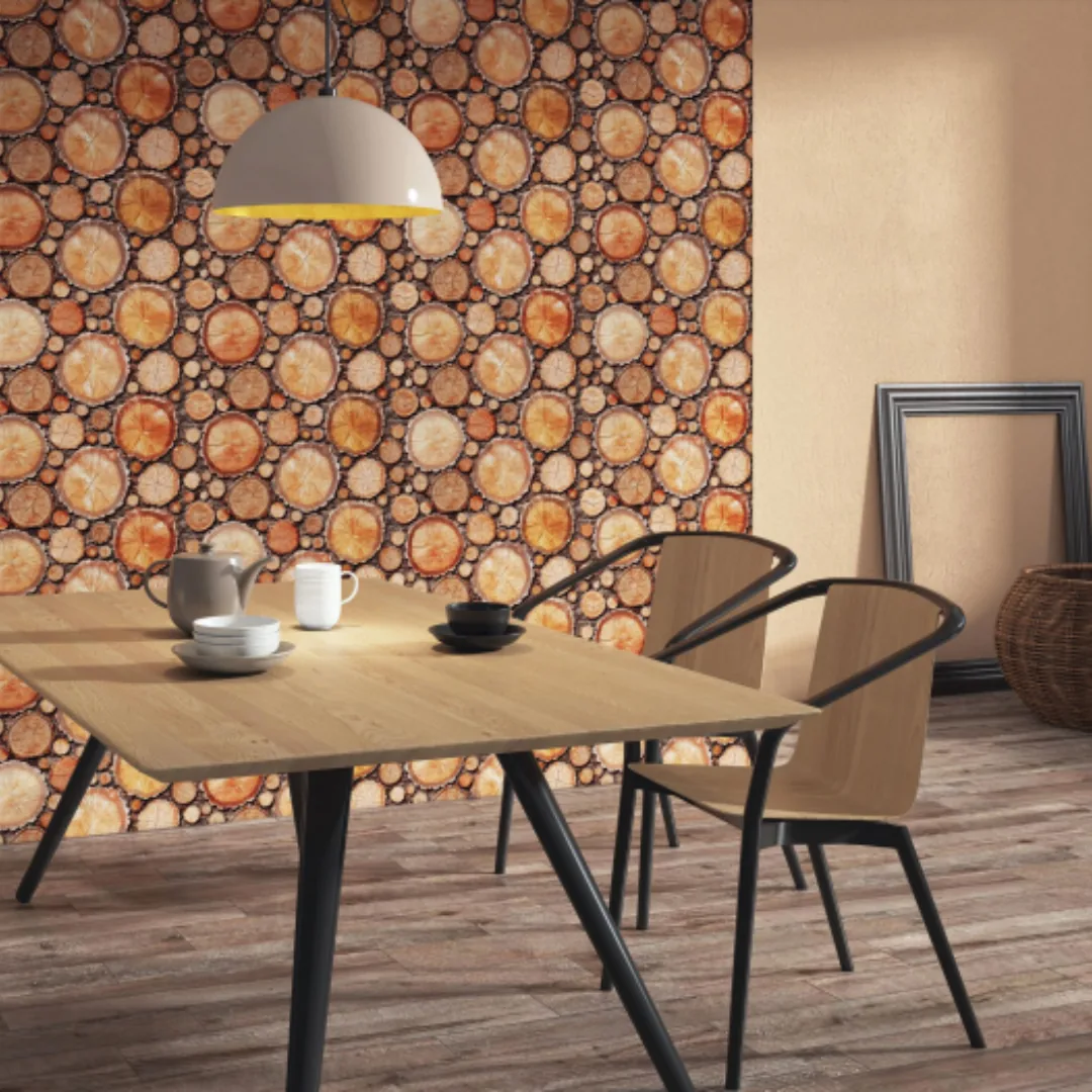 Exotica KJ - Thai Brown Metrix, wood-look wall tile for exterior walls
